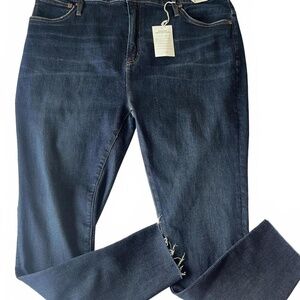 NWT J.Crew‎ Dark Wash Slim Fit Frayed Hem Womens Jeans Size 36